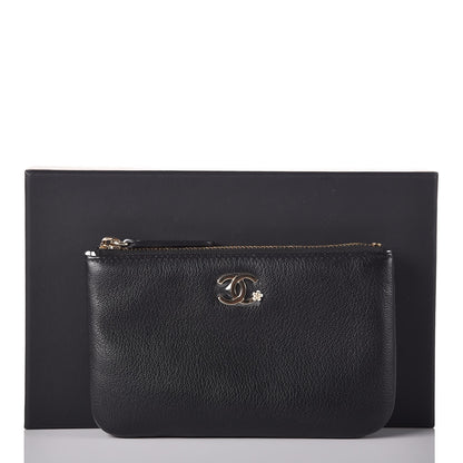 Chanel Goatskin Small CC Clover Cosmetic Case Black 8 of 8