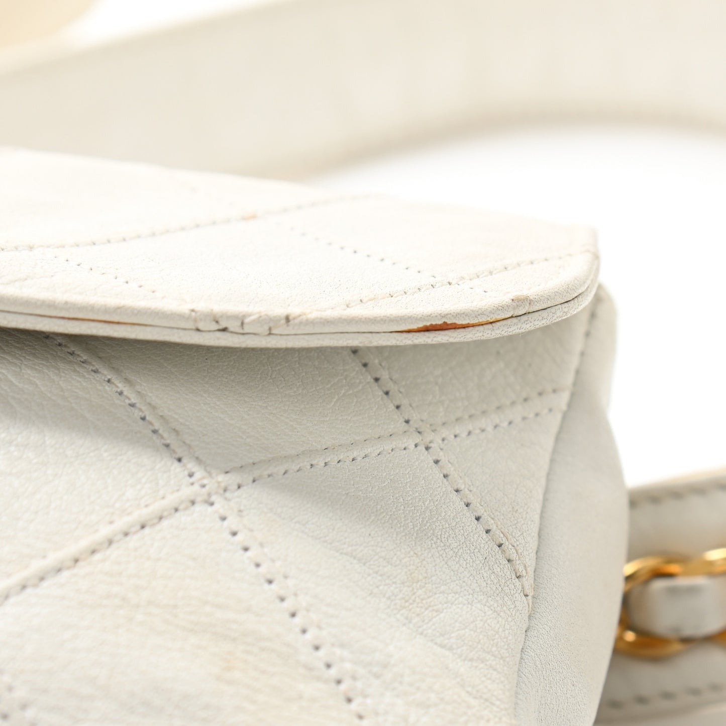 Lambskin Quilted Flap Waist Belt Bag 70 28 White