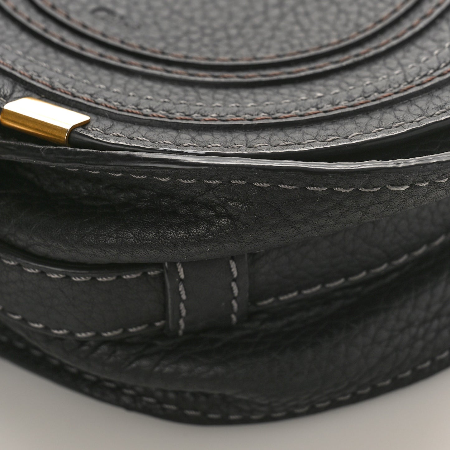 Grained Calfskin Small Marcie Saddle Bag Black