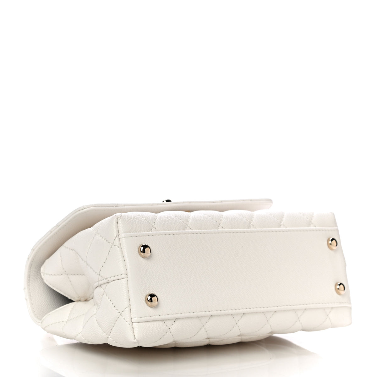 Caviar Quilted Mini Coco Handle Flap White