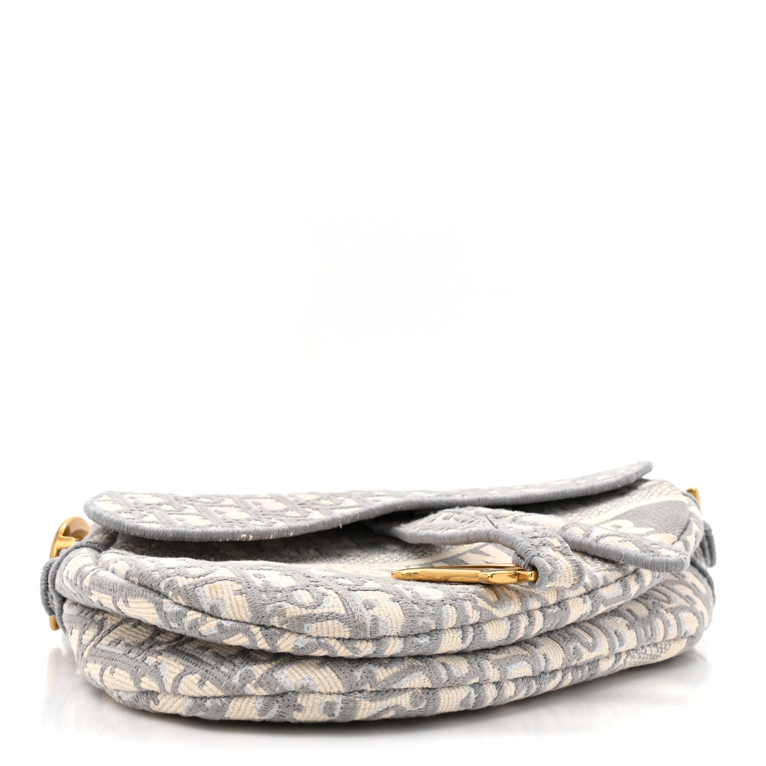 Christian Dior Oblique Embroidered Saddle Bag Gray 4 of 10