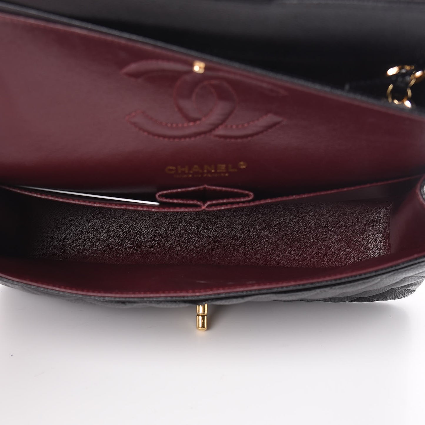 Caviar Quilted Medium Double Flap Black