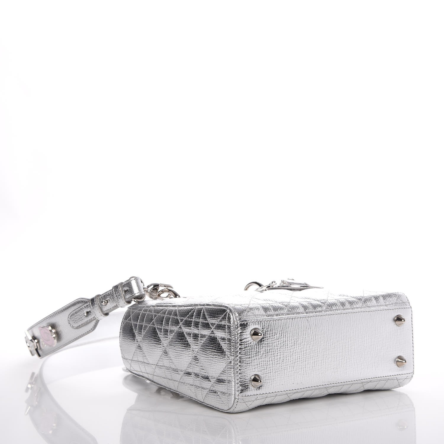 Christian Dior Metallic Grained Calfskin Cannage Small Lucky Badges My Lady Dior Silver 4 of 8