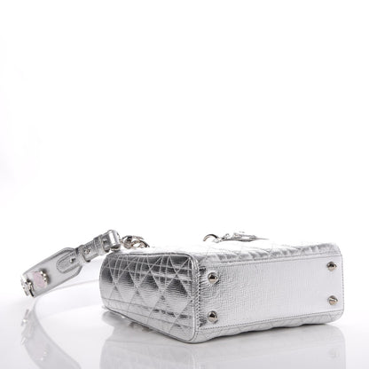 Christian Dior Metallic Grained Calfskin Cannage Small Lucky Badges My Lady Dior Silver 4 of 8