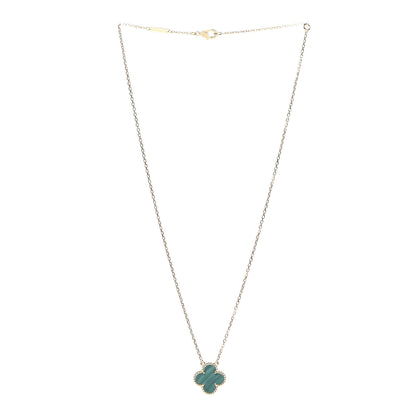 Van Cleef & Arpels 18K Yellow Gold Malachite Vintage Alhambra Pendant Necklace 3 of 7