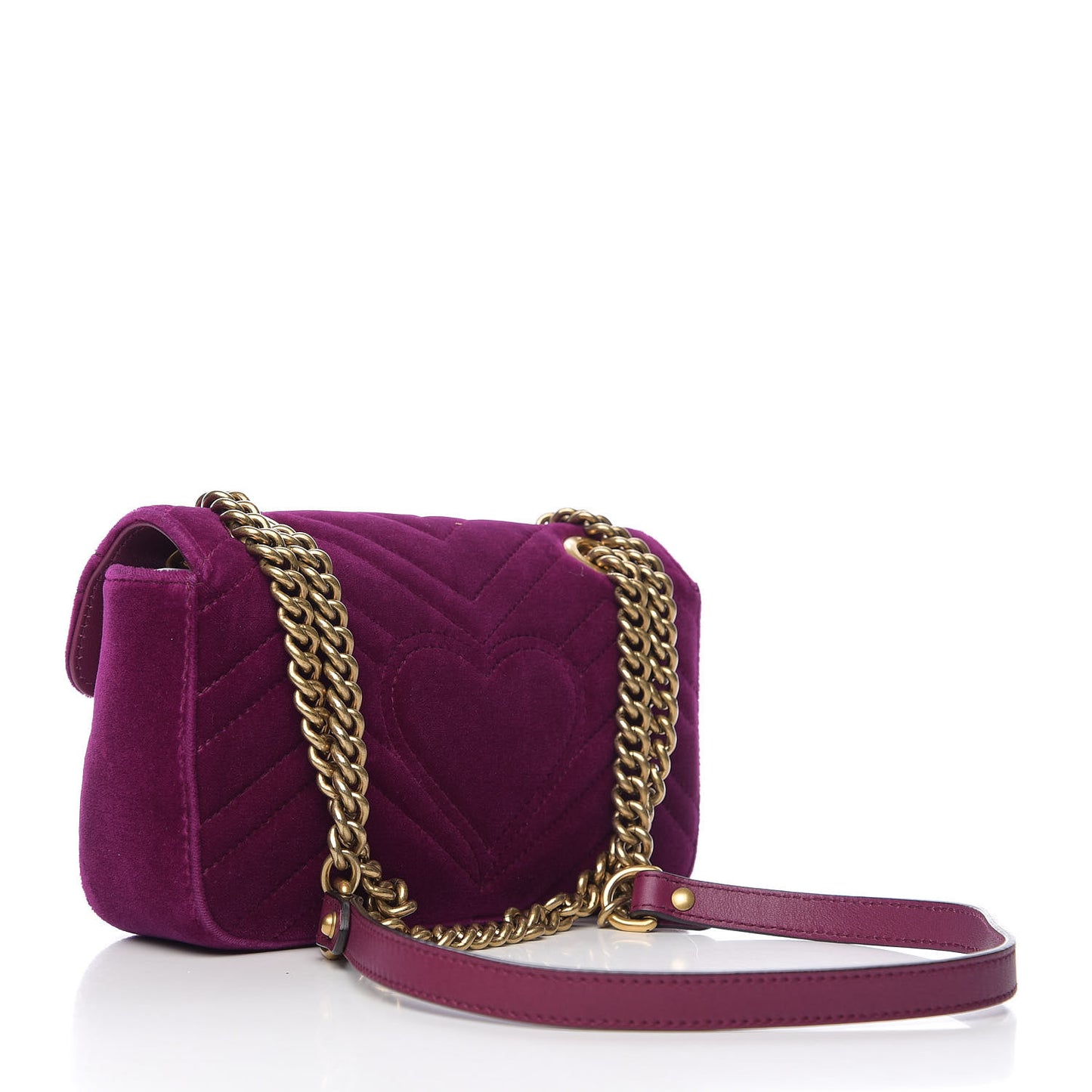 Velvet Matelasse Mini GG Marmont Shoulder Bag Fuchsia Violet Cyclamen