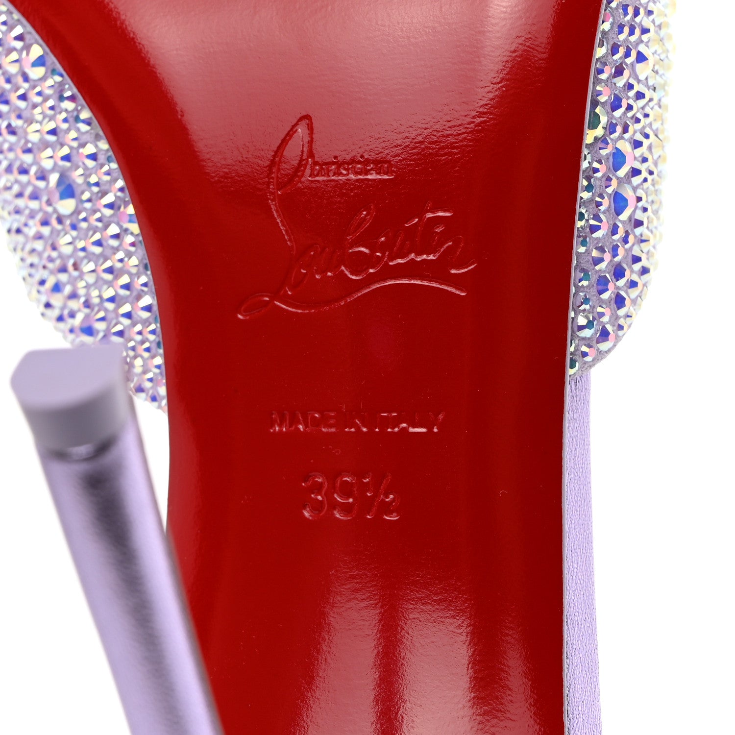 Christian Louboutin Suede Crystal Strass Me Dolly 100 Sandals 39.5 Lilac 7 of 7