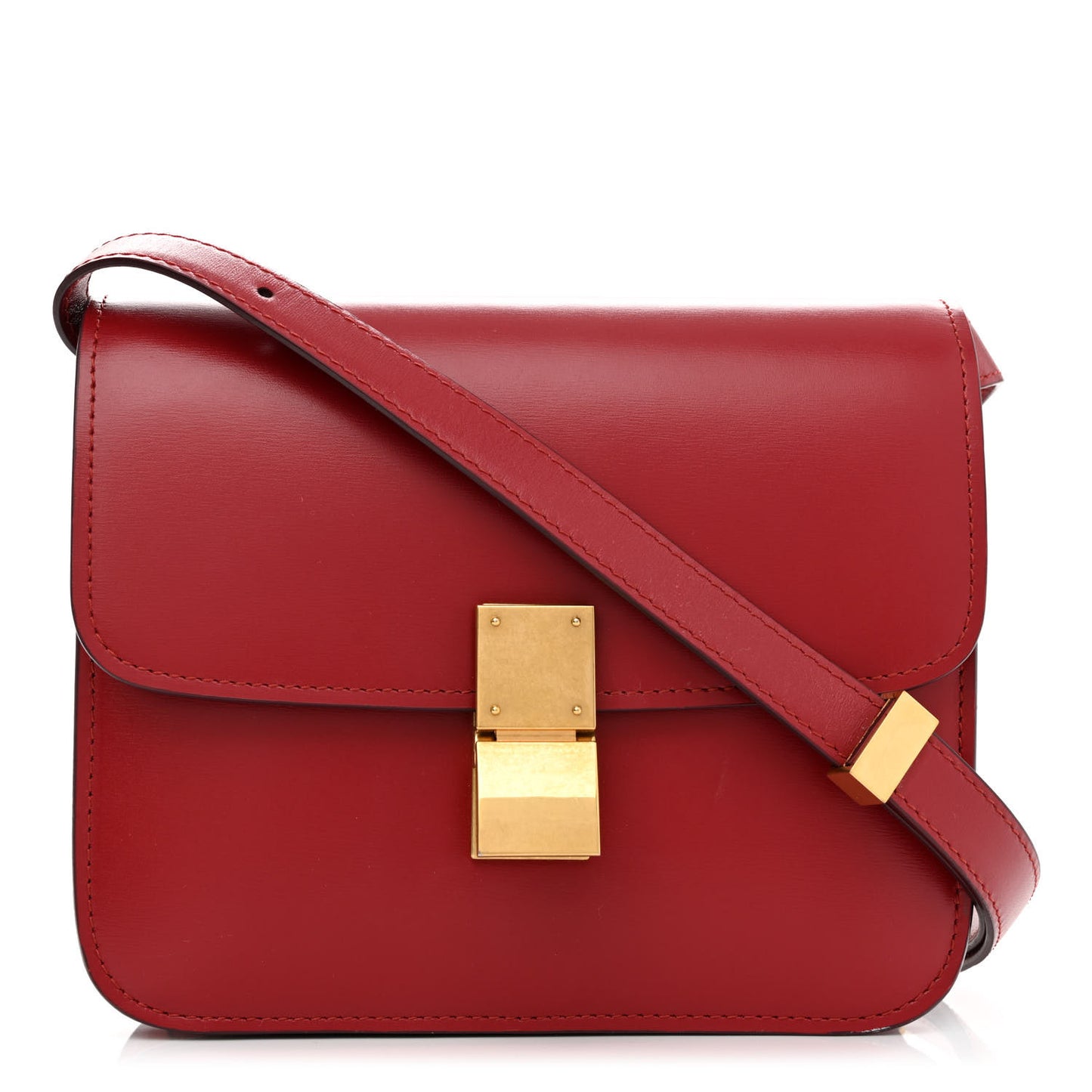 Box Calfskin Teen Classic Box Flap Bag Red