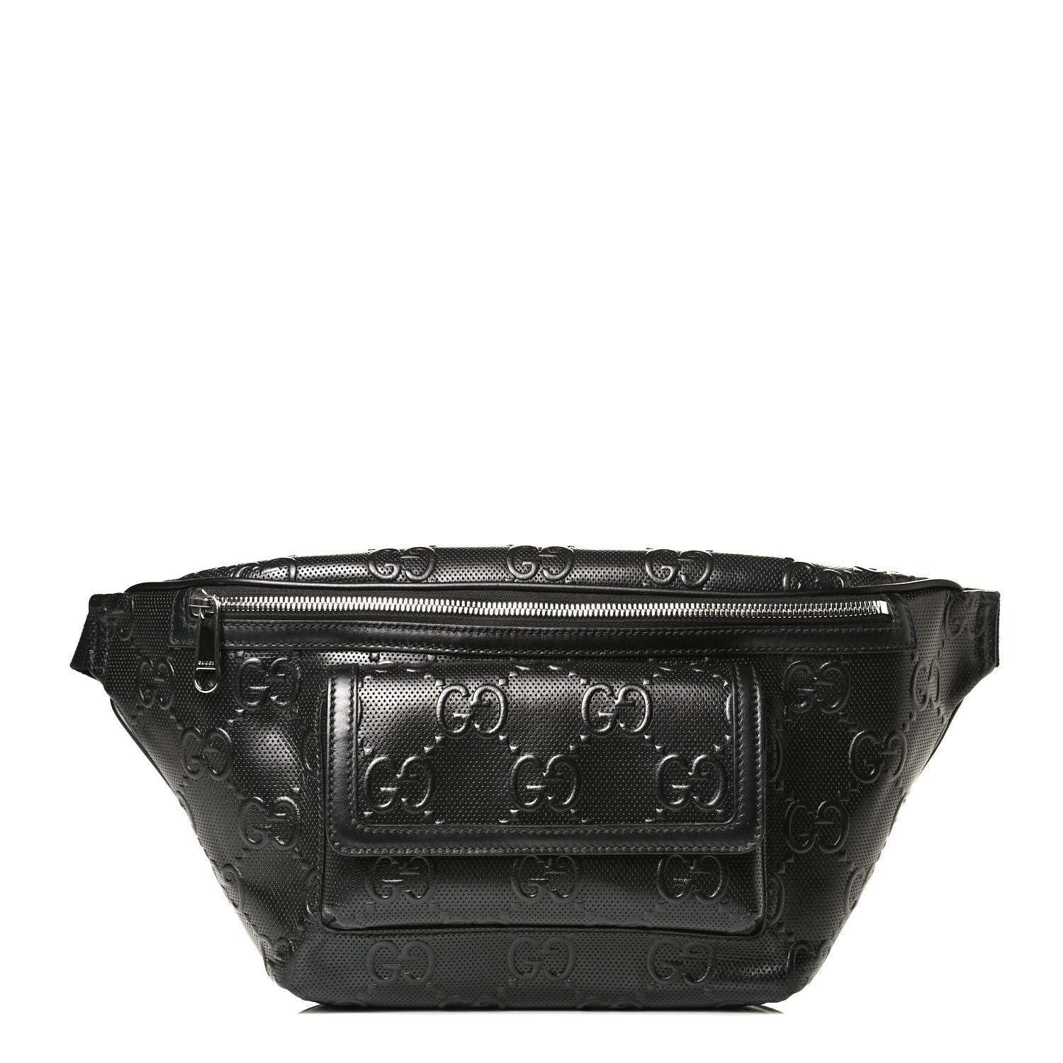 Gucci Calfskin GG Tennis Embossed Pocket Belt Bag Black 1 of 10