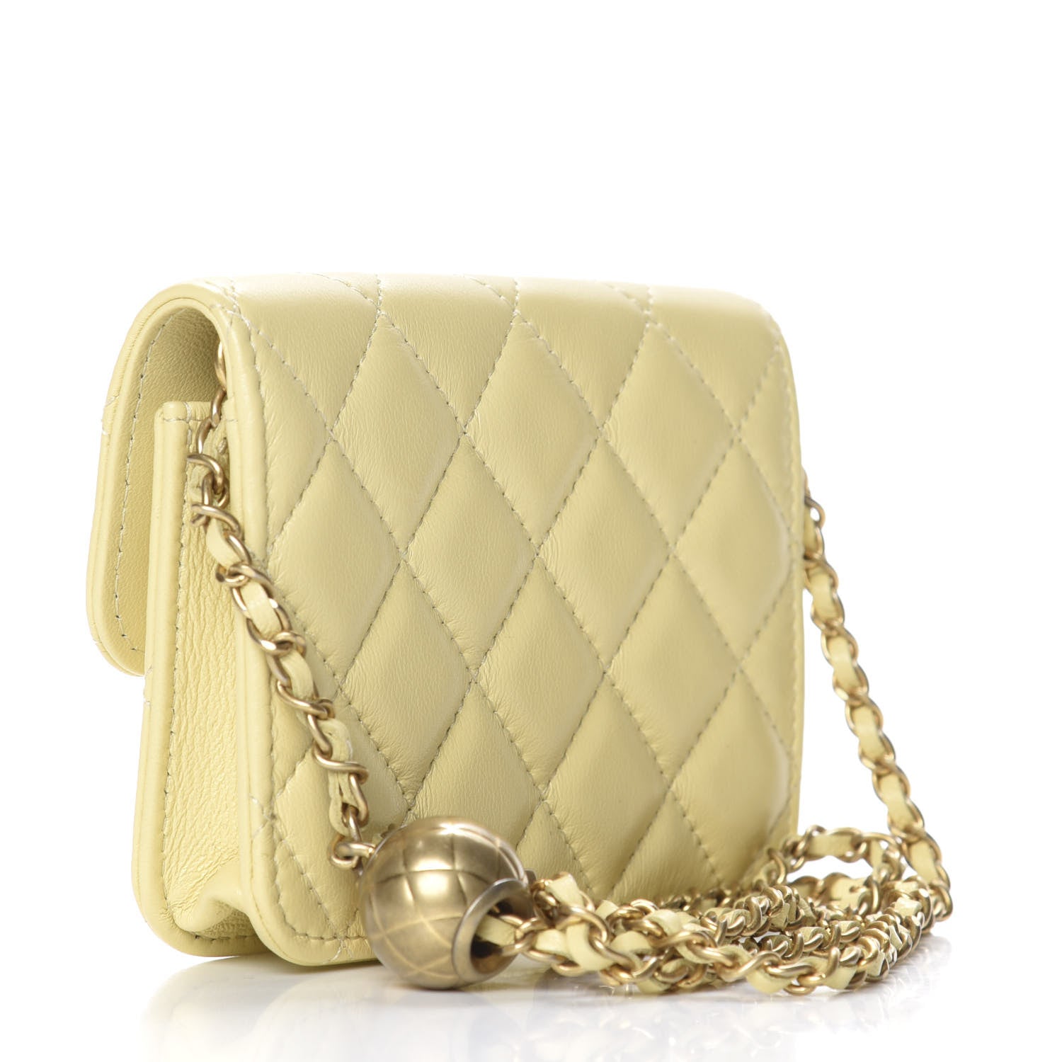 Chanel Lambskin Quilted Pearl Crush Clutch With Chain Yellow 2 of 11