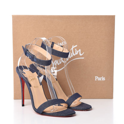Christian Louboutin Denim PVC Jonatina 100 Sandals 37.5 Blue Transparent 14 of 14