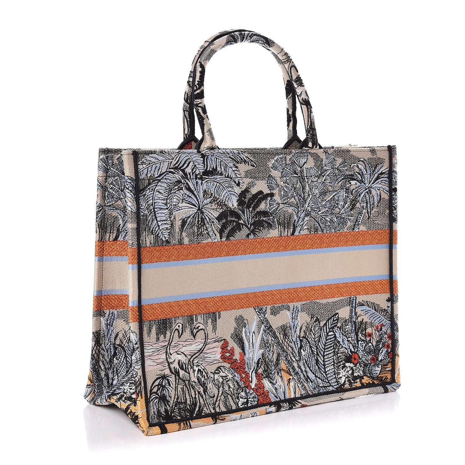 Christian Dior Canvas Embroidered Toile De Jouy Tropicalia Book Tote Denim Blue 3 of 10
