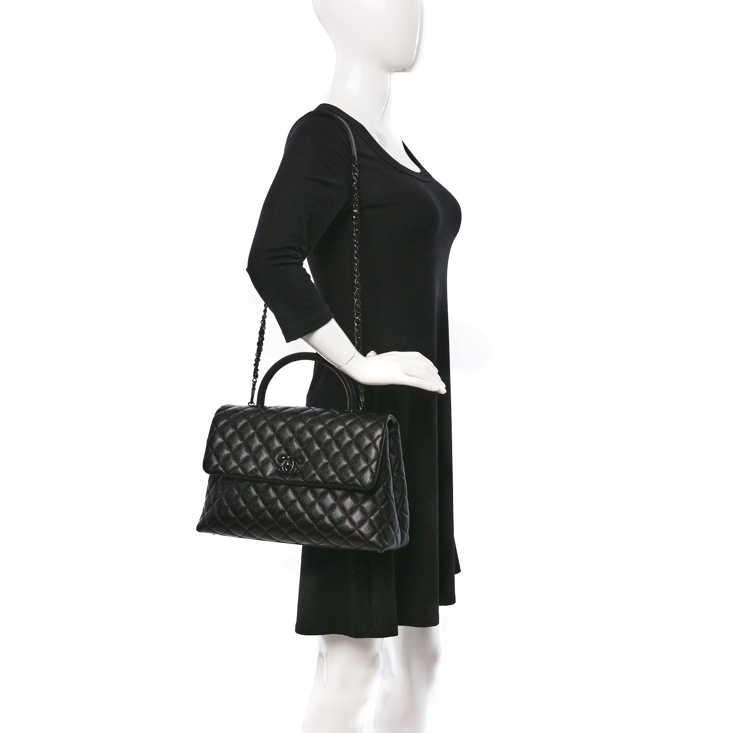 Chanel Caviar Quilted Medium Coco Handle Flap So Black 2 of 9