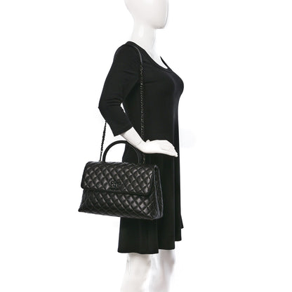 Chanel Caviar Quilted Medium Coco Handle Flap So Black 2 of 9