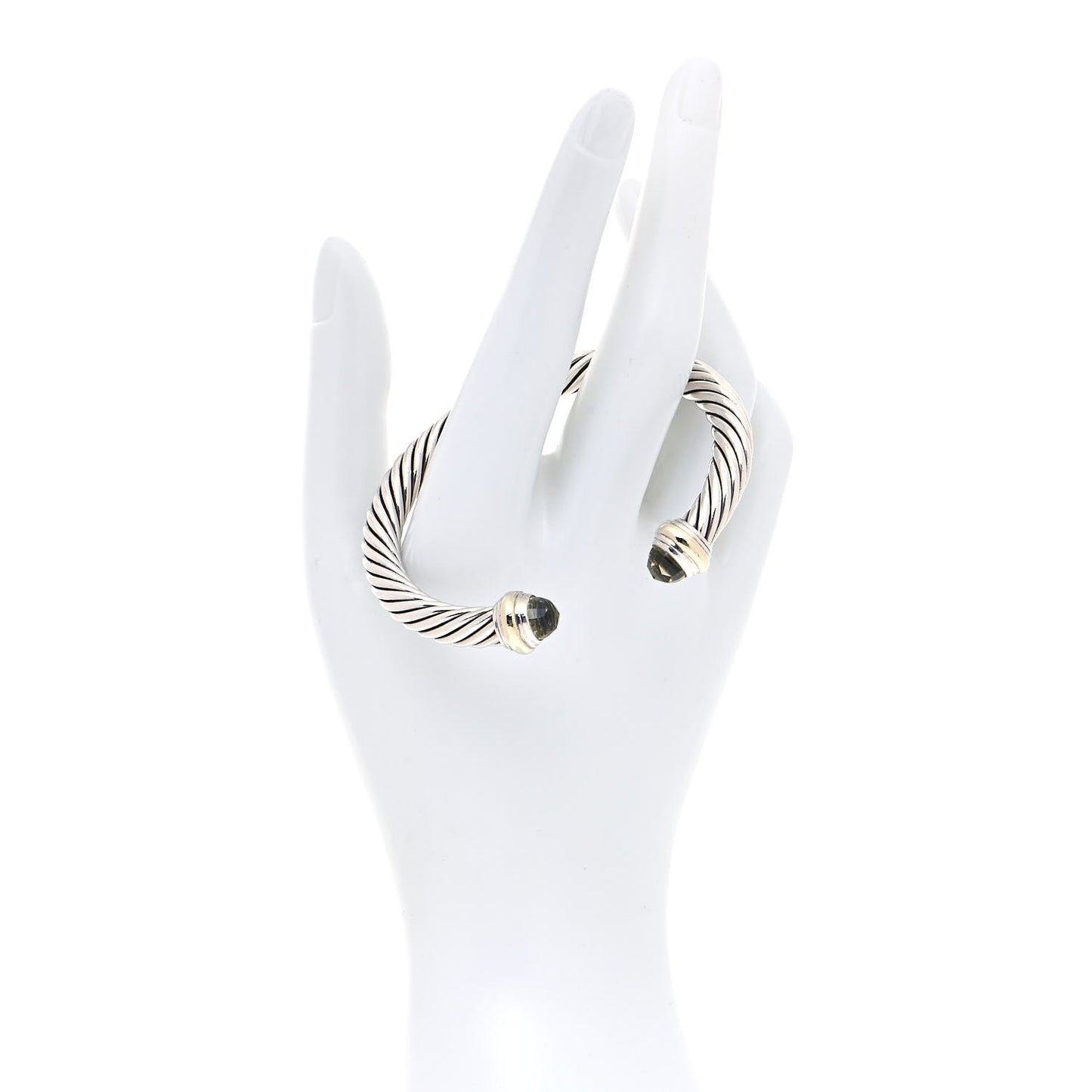 Sterling Silver 14K Yellow Gold Prasiolite 7mm Cable Classics Bracelet