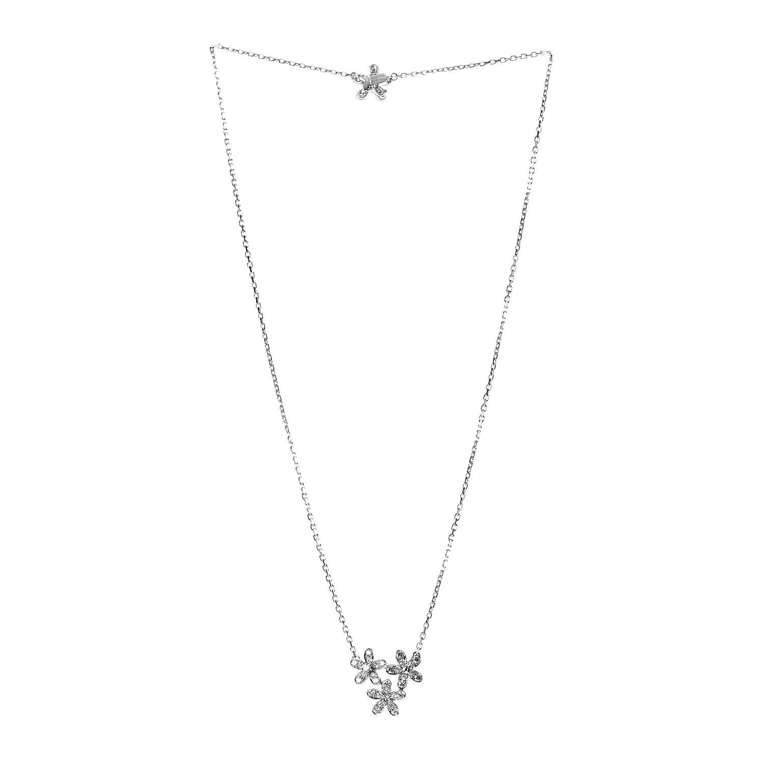 Van Cleef & Arpels 18K White Gold Diamond Socrate 3 Flower Pendant Necklace 3 of 7