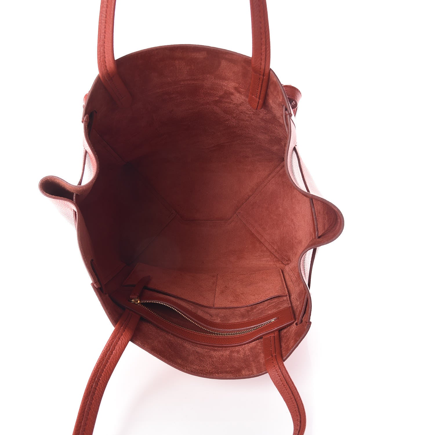 Celine Soft Grained Calfskin Small Belt Cabas Phantom Fox Red 5 of 13