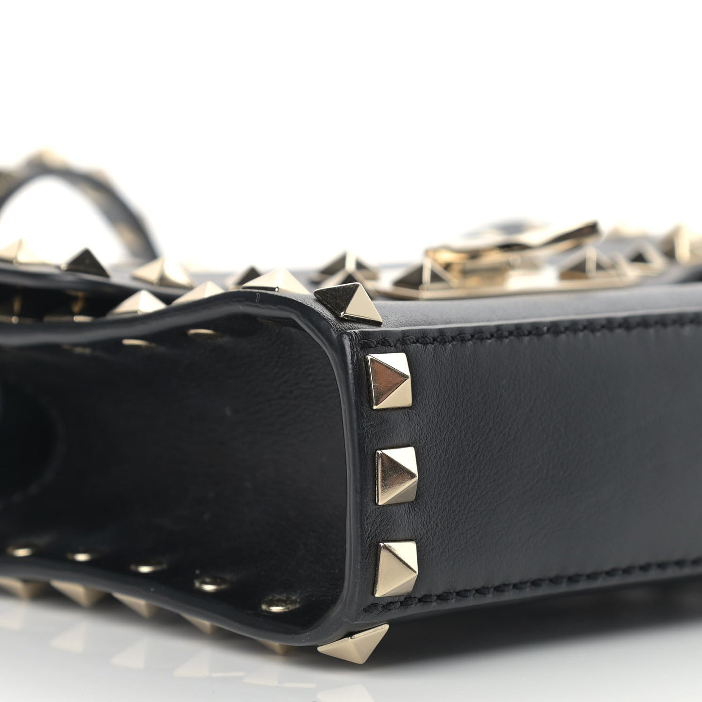 Vitello Mini Rockstud Flip Lock Crossbody Bag Black