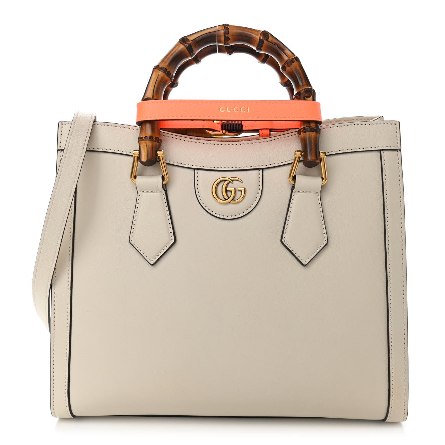 Gucci Wonka Grain Calfskin Small Diana Tote Bag Mystic White Cuir 3 of 13