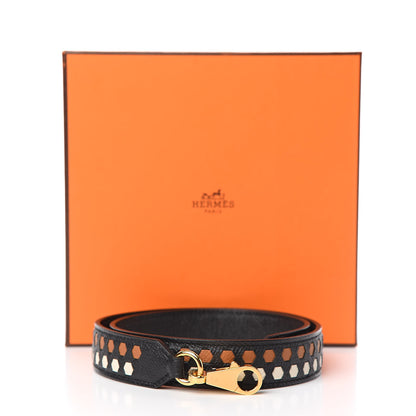 Hermes Epsom 25mm Mousqetons Tressage Shoulder Strap Black Craie Gold 4 of 4
