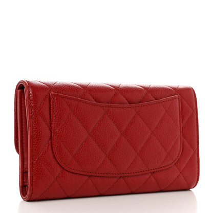 Chanel Caviar Quilted Long Flap Wallet Dark Red 3 of 8