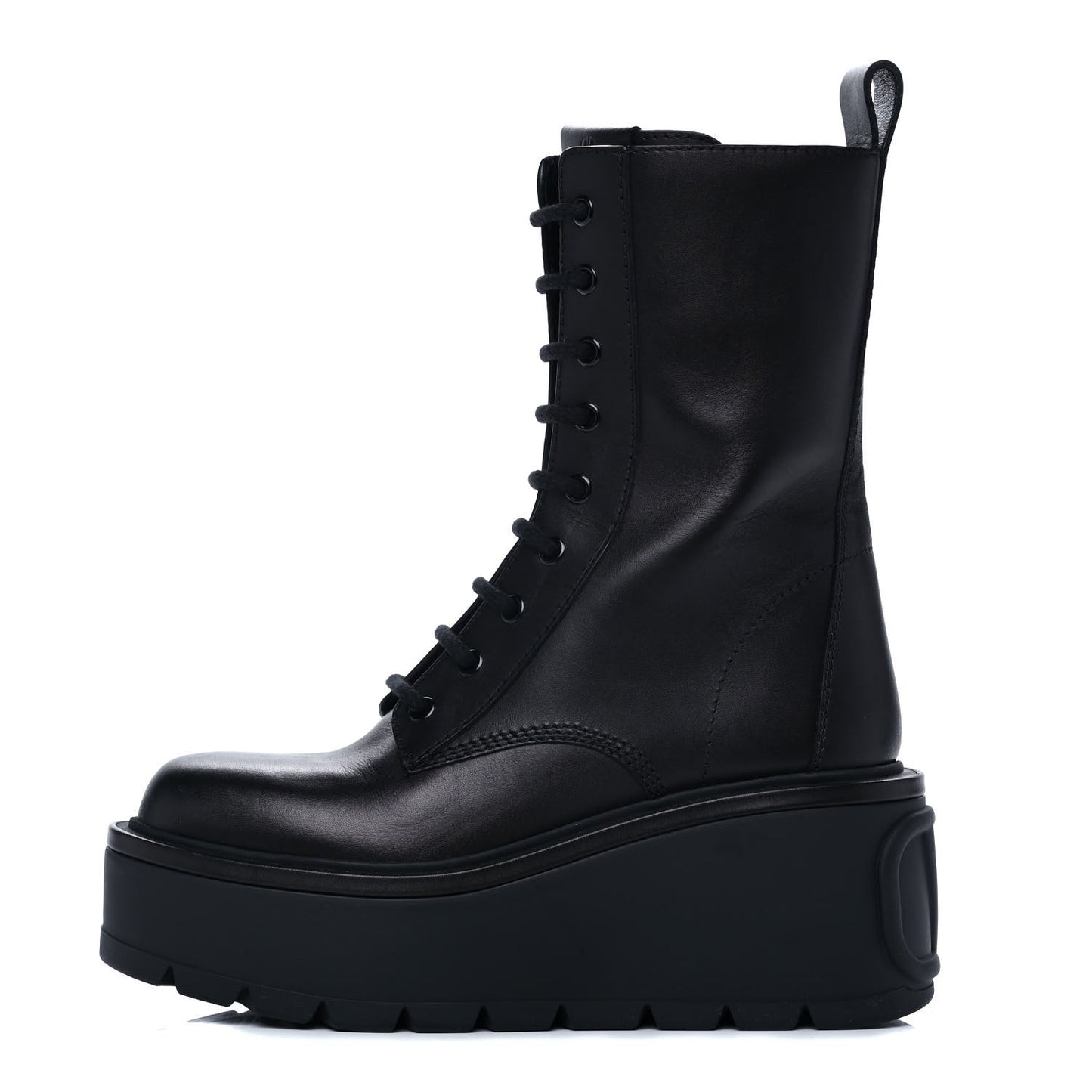 Calfskin VLOGO Uniqueform 55/85mm Flatform Lace Up Boots 36 Black