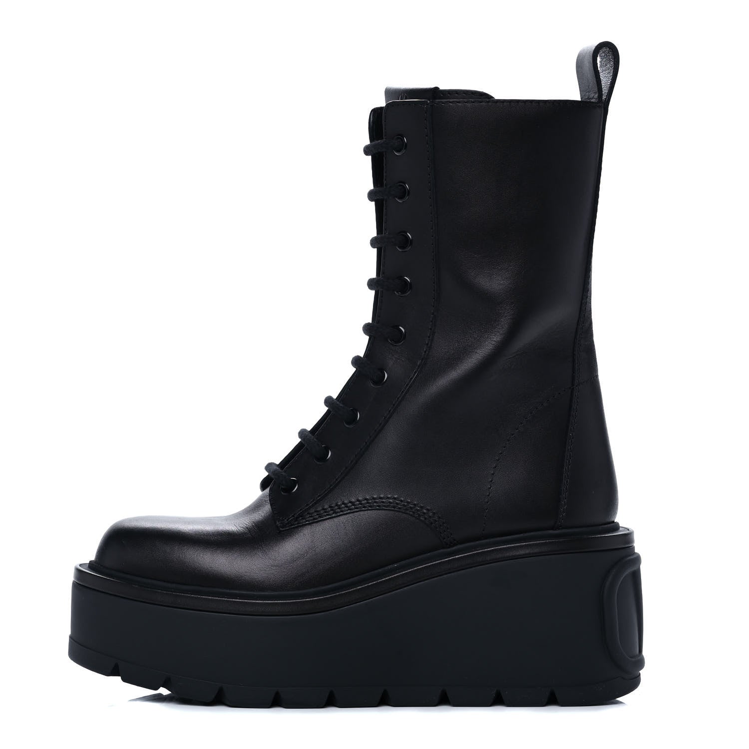 Valentino Garavani Calfskin VLOGO Uniqueform 55/85mm Flatform Lace Up Boots 36 Black 1 of 11