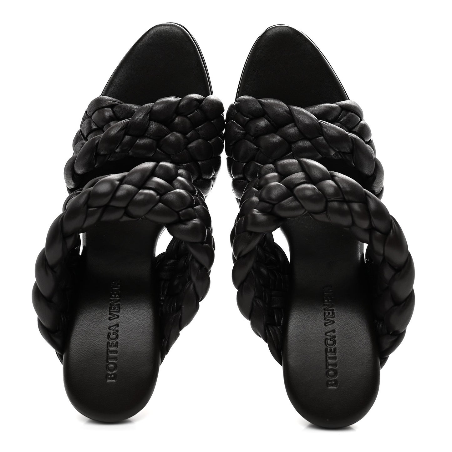 Nappa Twisted Padded Intrecciato Curve Slide Sandals 36.5 Fondant