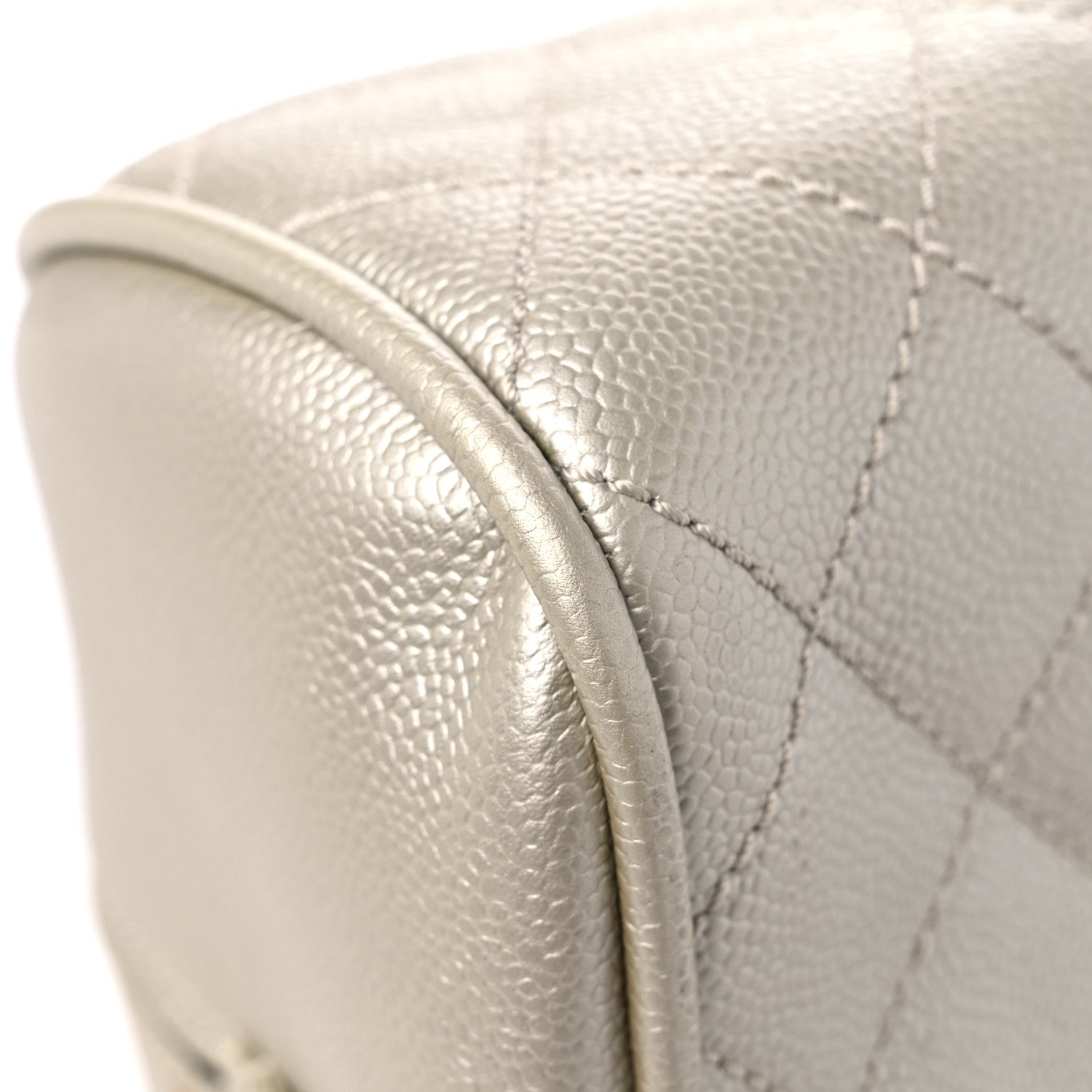 Chanel Metallic Caviar Quilted Bowler Pearl 10 of 17