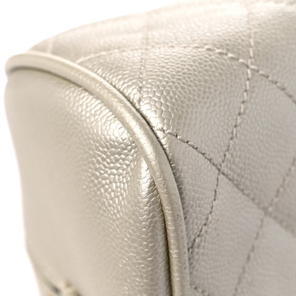 Chanel Metallic Caviar Quilted Bowler Pearl 10 of 17