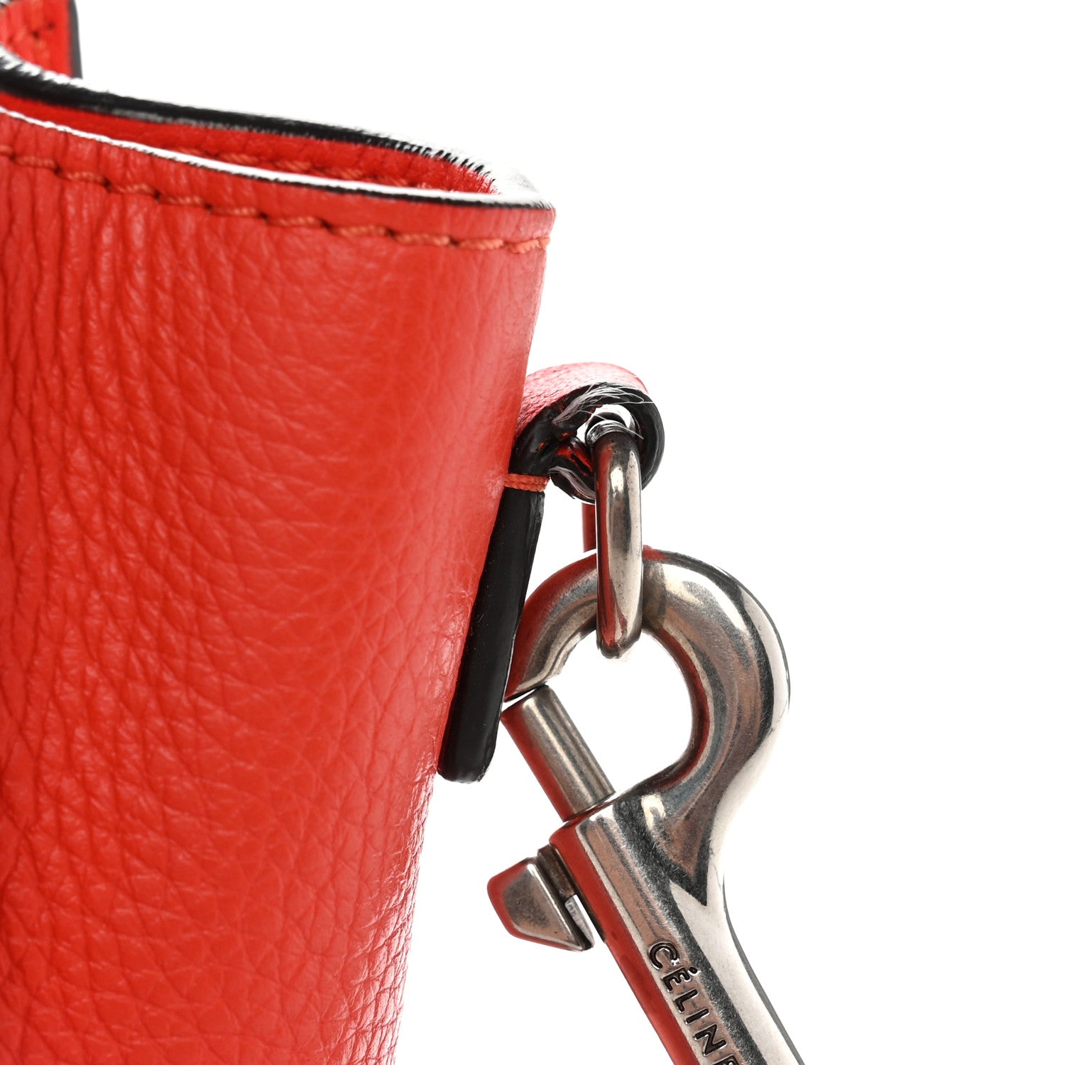 Celine Drummed Calfskin Nano Luggage Vermillion 11 of 11