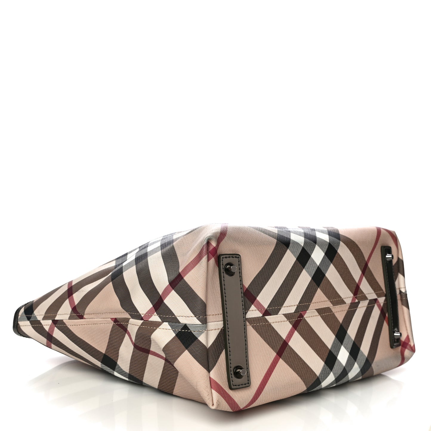 Metallic Calfskin Nova Check Small Nickie Tote Pewter
