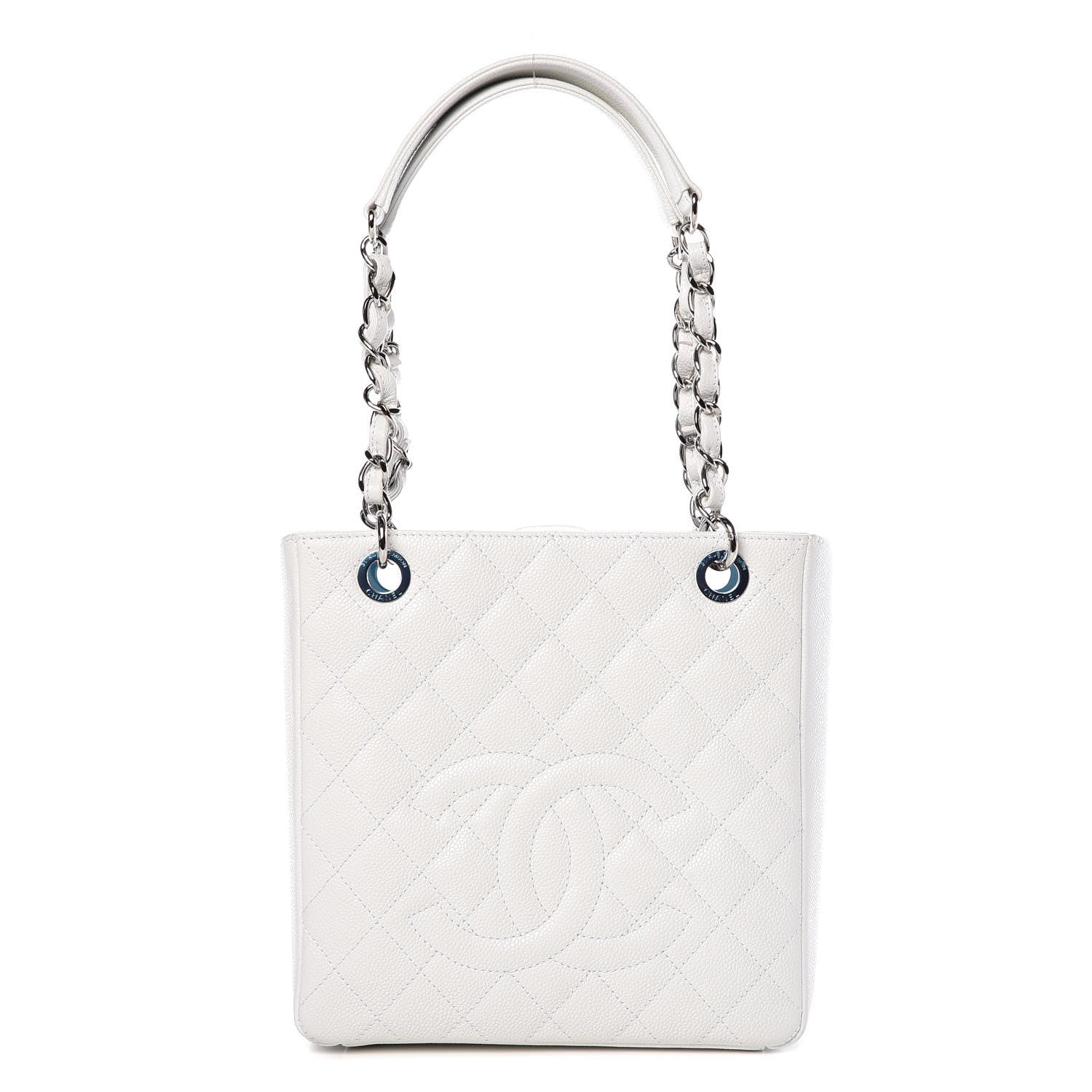 Chanel Caviar Quilted Petit Shopping Tote PST White 1 of 10