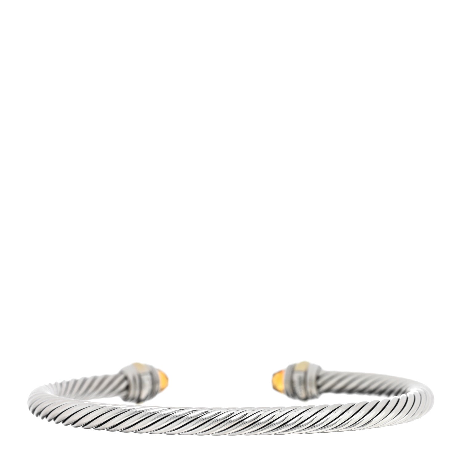 David Yurman Sterling Silver 14K Yellow Gold Citrine 5mm Cable Classics Bracelet 2 of 3