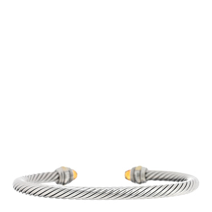 David Yurman Sterling Silver 14K Yellow Gold Citrine 5mm Cable Classics Bracelet 2 of 3