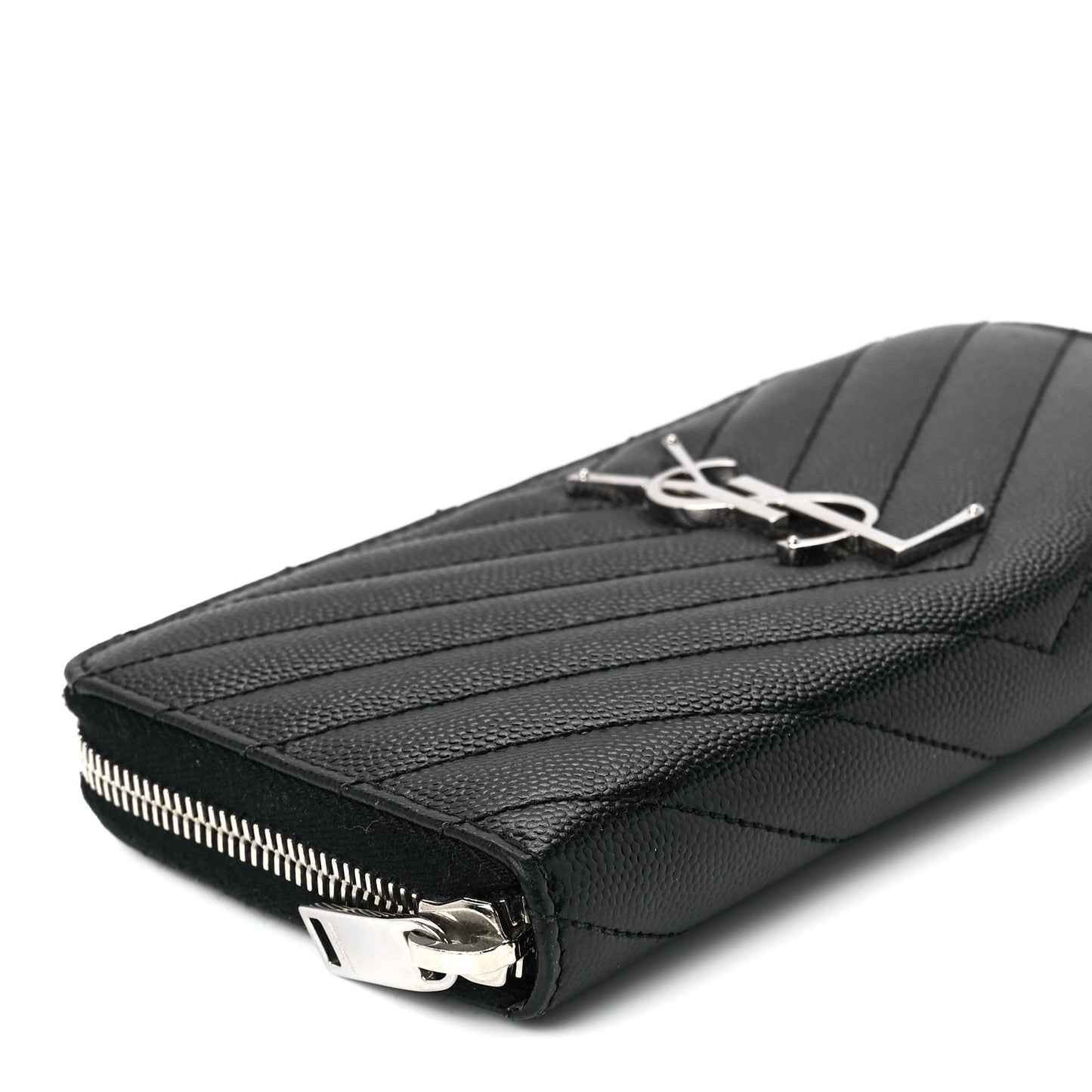 Grain De Poudre Matelasse Chevron Monogram Zip Around Wallet Black