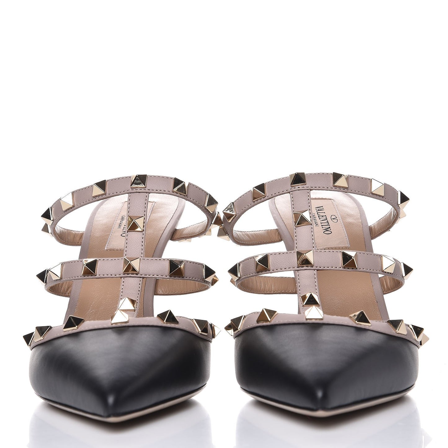 Nappa Rockstud 90mm Cage Mules 39 Black Poudre