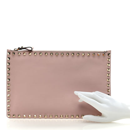 Valentino Garavani Vitello Large Rockstud Zip Pouch Water Rose 2 of 6