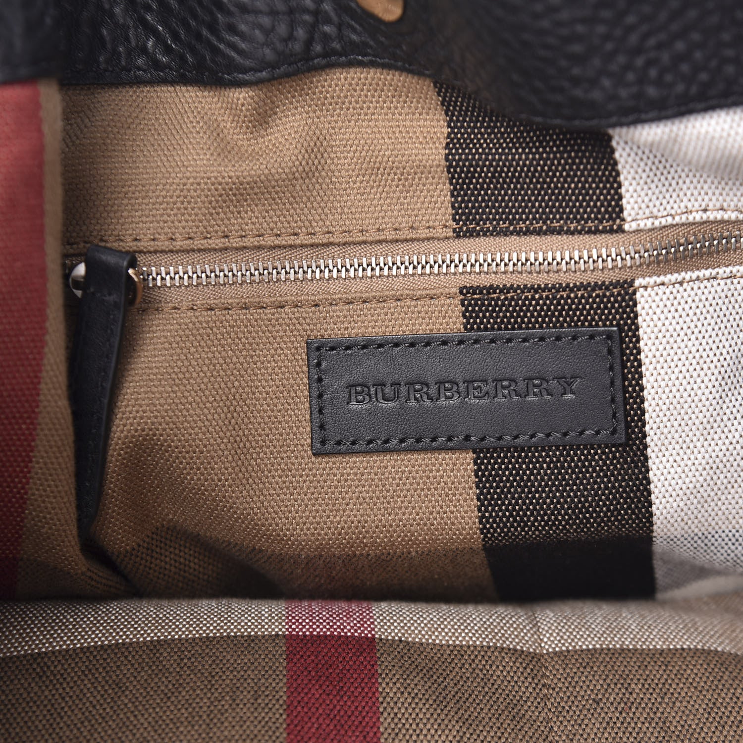 Burberry Grainy Calfskin House Check Medium Maidstone Black 7 of 8