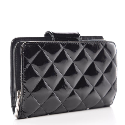 Chanel Patent Quilted Brilliant Zipped Pocket Wallet Black 3 of 10