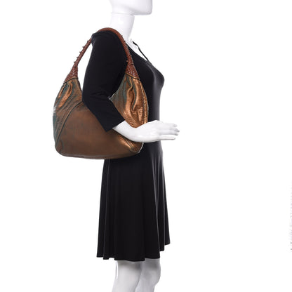 Fendi Nappa Fortuny Hologram Spy Hobo Bag Tobacco Oro Ambrato 2 of 14