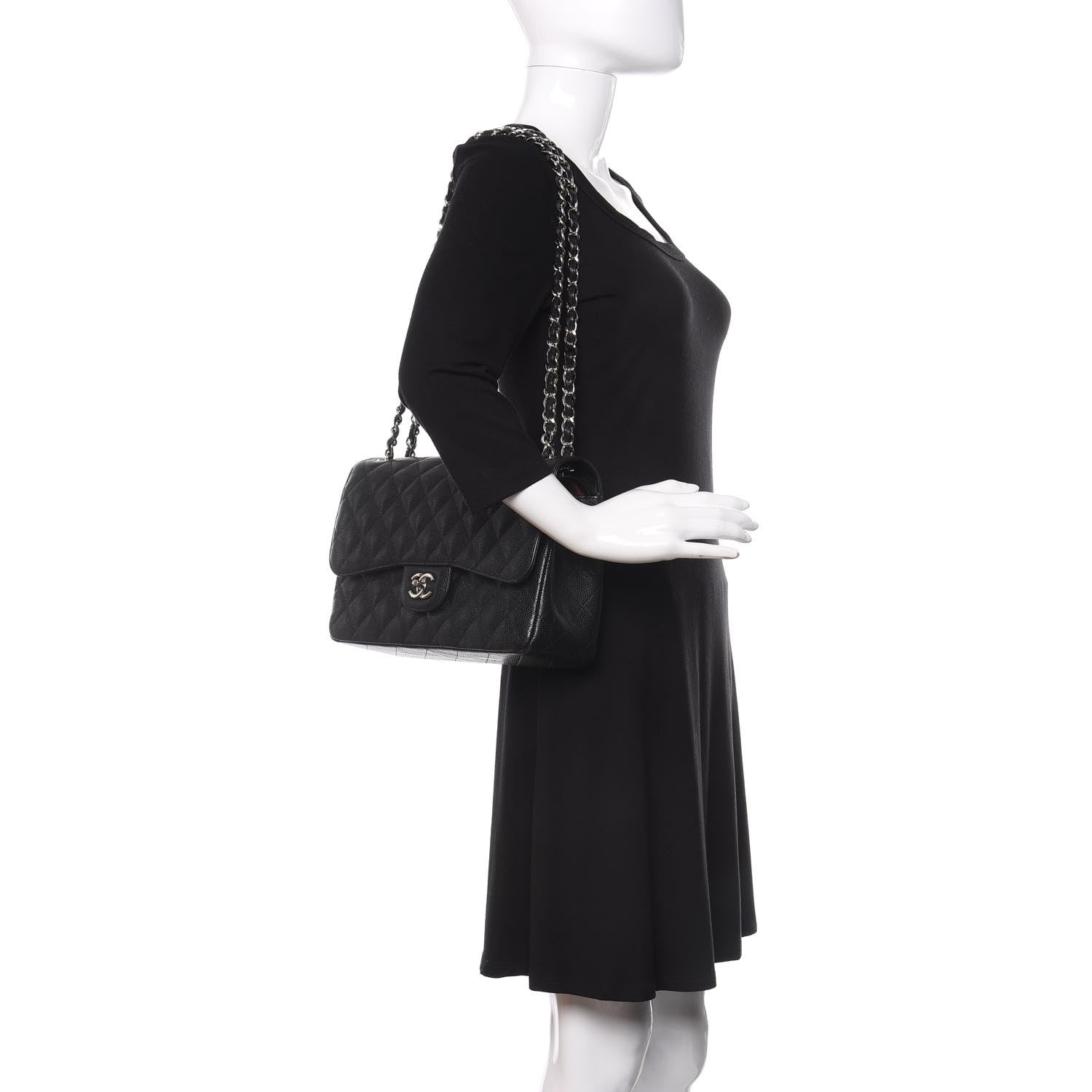 Chanel Caviar Quilted Jumbo Double Flap Black 2 of 10