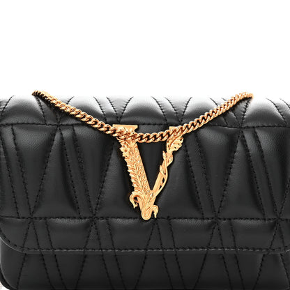 Versace Nappa Quilted Virtus V Evening Bag Black 8 of 11