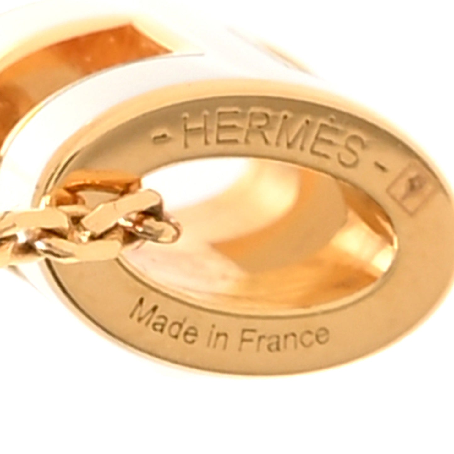 Lacquered Gold Mini Pop H Pendant Necklace White