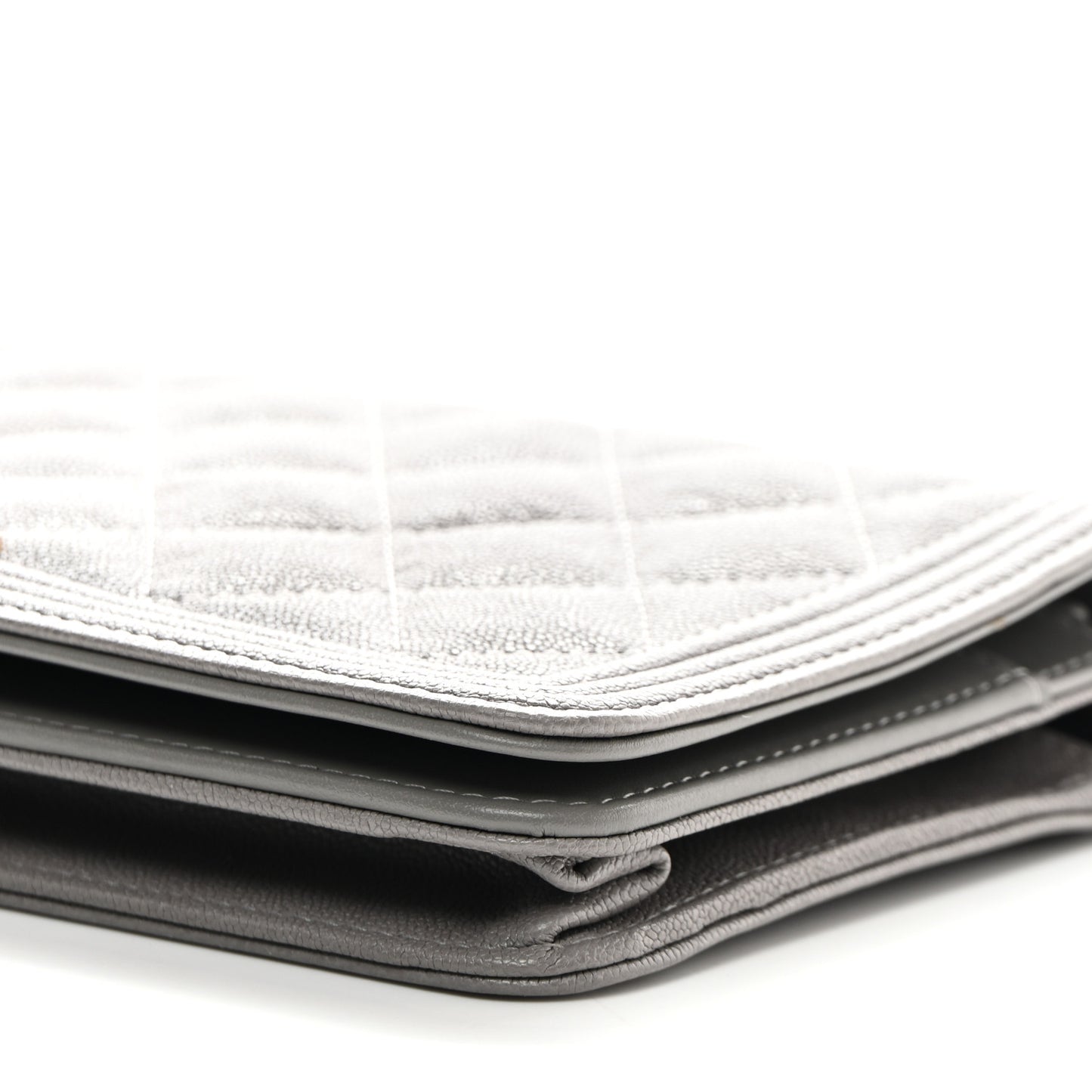 Caviar Quilted Boy Wallet On Chain WOC Grey