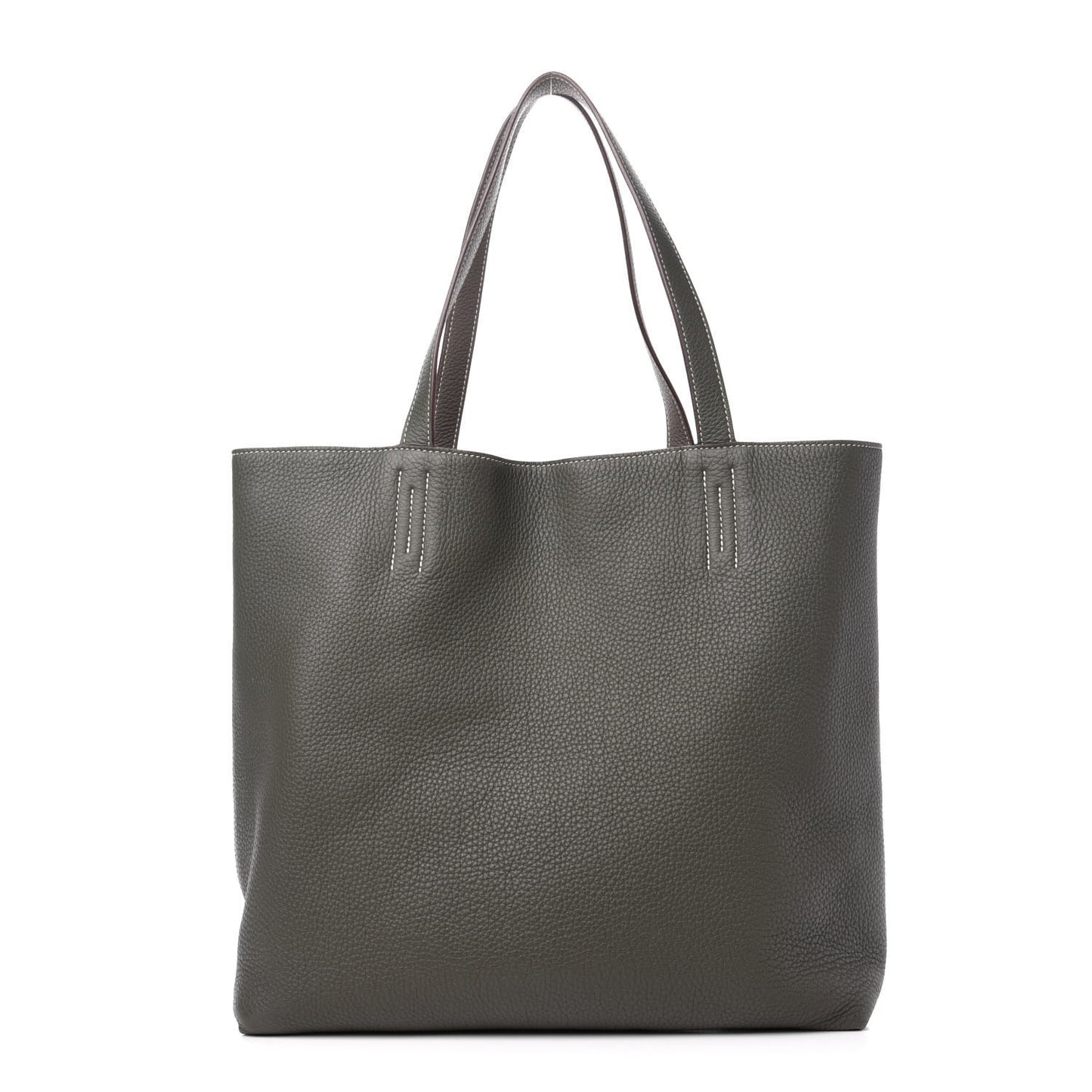 Taurillon Clemence Double Sens 36 Reversible Tote Etoupe Etain