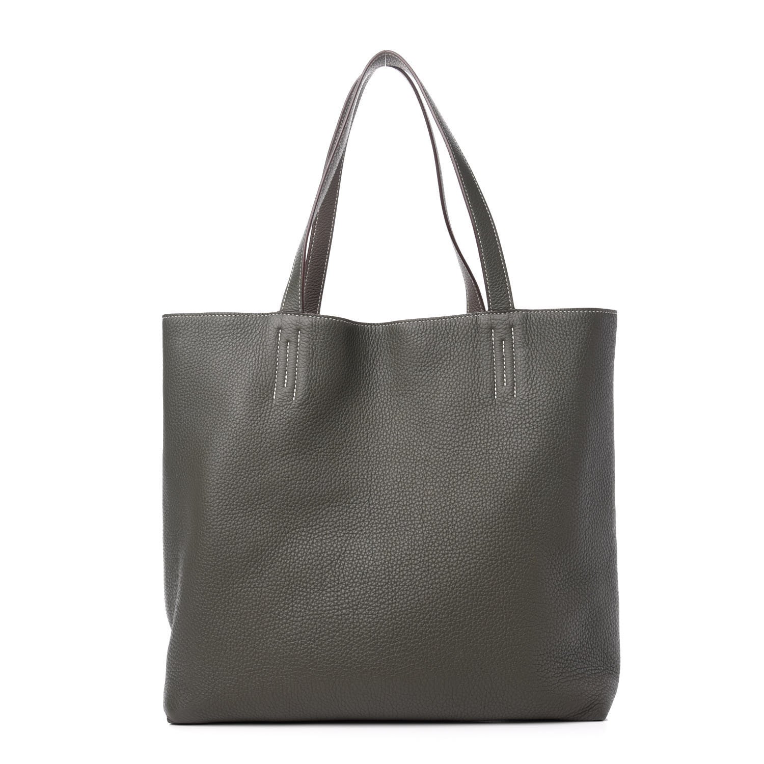 Hermes Taurillon Clemence Double Sens 36 Reversible Tote Etoupe Etain 9 of 16