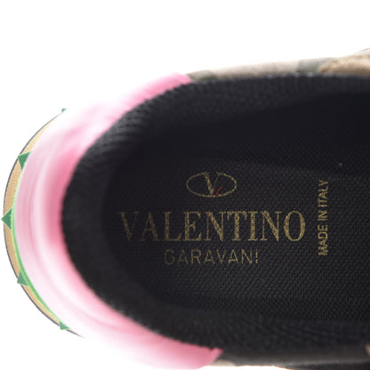 Valentino Garavani Nappa Suede Camouflage Womens Rockrunner Sneakers 36 Army Green Naples Yellow Ninphea 7 of 8