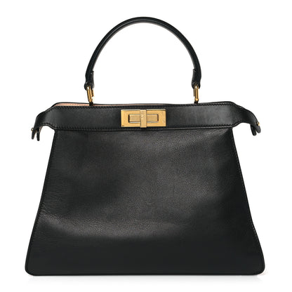 Fendi Vitello Seta Shiny Nappa Medium Peekaboo I SEE U Satchel Black Light Rose 1 of 9