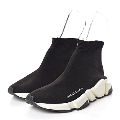 Balenciaga Neoprene Knit Womens Speed Sneakers 37 Black White 3 of 9